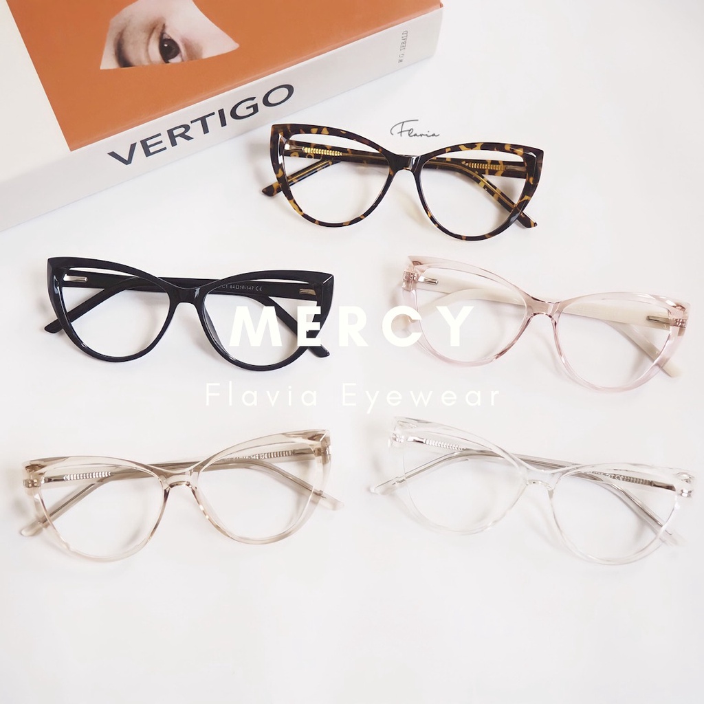 Flavia Eyewear - Kacamata Mercy Cat Eye Acetat (custom minus, photochromic, blueray, bluechromic dan photobrown)