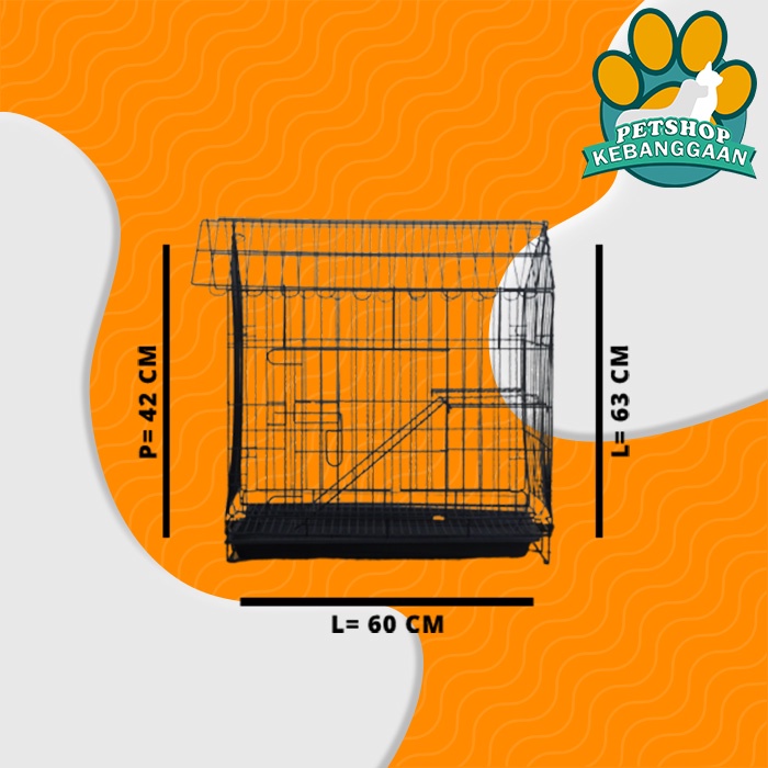 Kandang Lipat Kucing Anjing Besi Bentuk Rumah K02 Lokal 42X60X63 CM