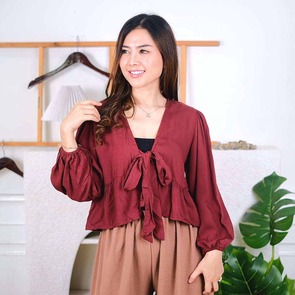 MAXI TOP RAYON - ATASAN WANITA REMPEL LENGAN PANJANG