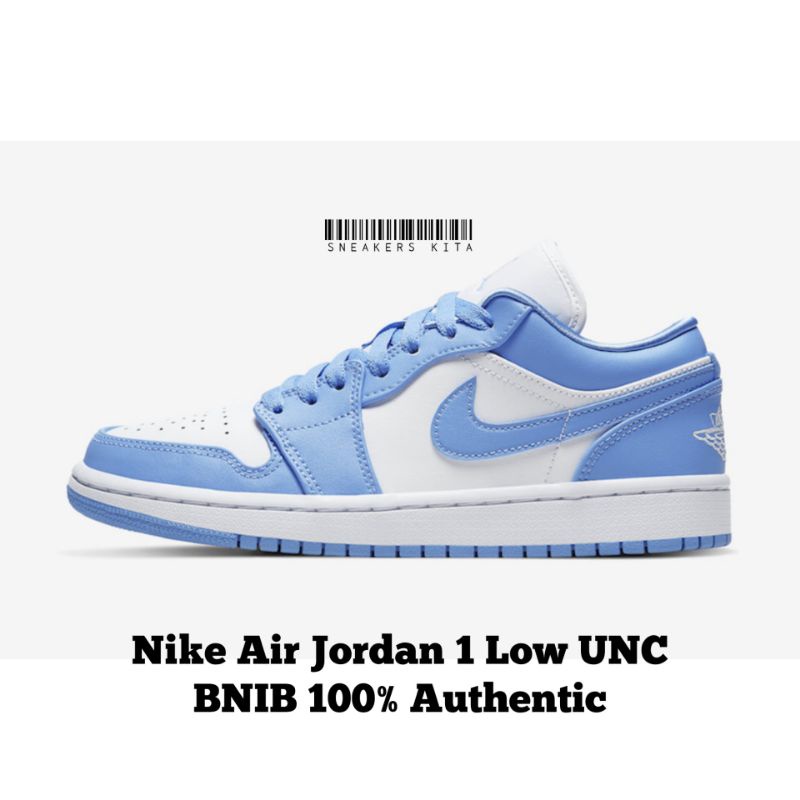 Sepatu Nike Air Jordan 1 Low UNC University Blue BNIB 100% Authentic