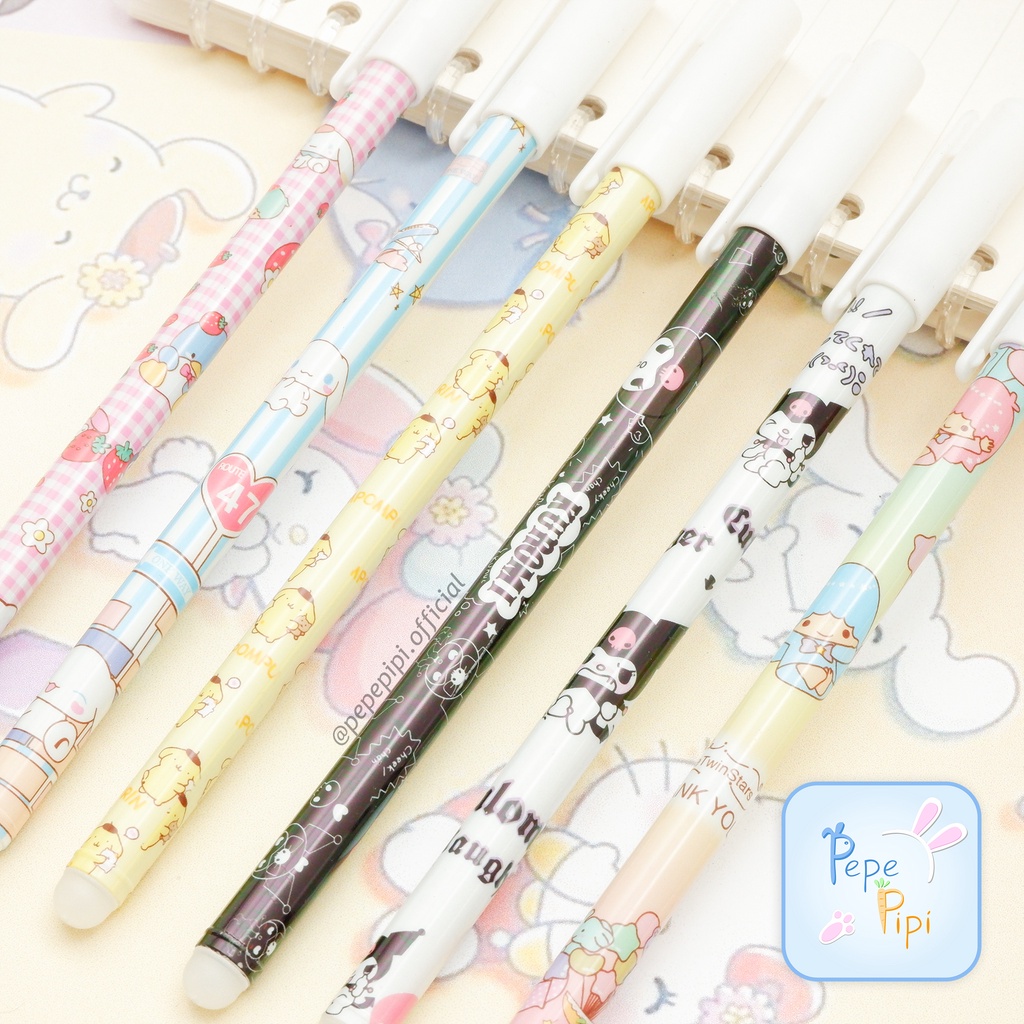 Pena Gel Hapus Sanrio pulpen bisa dihapus di hapus Erasable Pen Pulpen Tinta Pen Bolpen kuromi Cinnamoroll pom purin