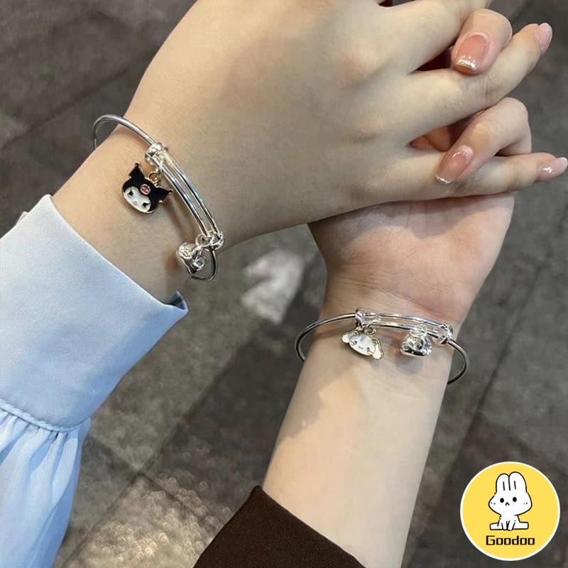 Gelang Kartun Wanita Cinnamoroll Dog Kuromi Sahabat Pasangan yang Dapat Disesuaikan Fashion Korea -Doo