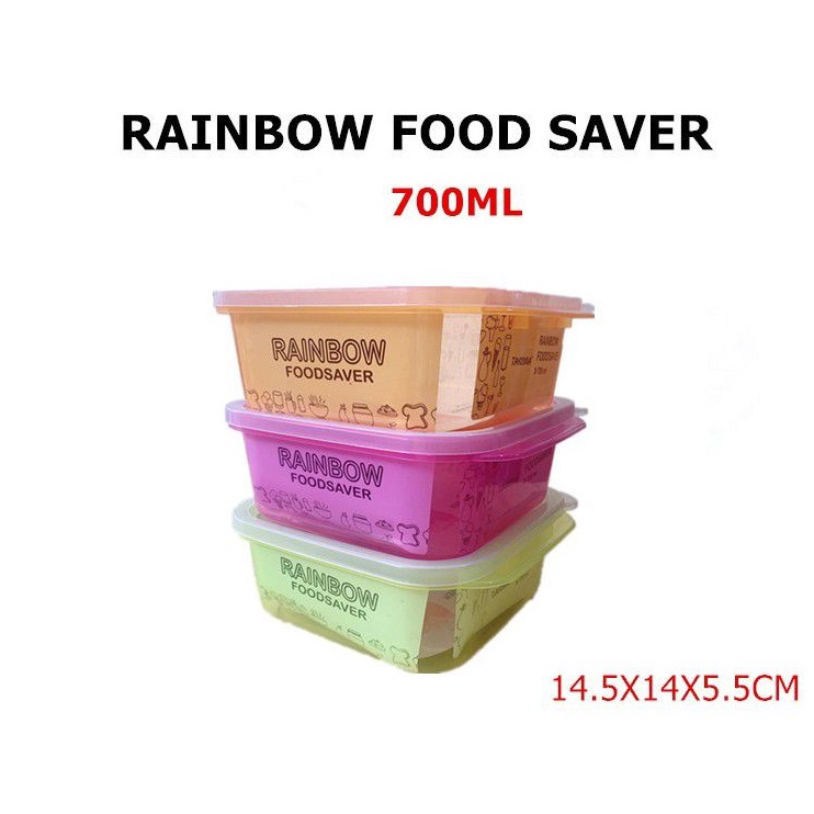 Rizkionline88 Kotak makan luch box rainbow ukuran 700ml kode LB007