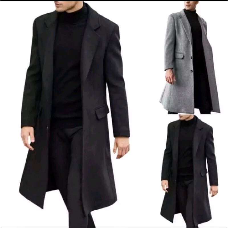 [BIG SIZE]  PREMIUM  Jas blazer jubah panjang pria/long coat pria/katun flecee jaket jubah pria keren