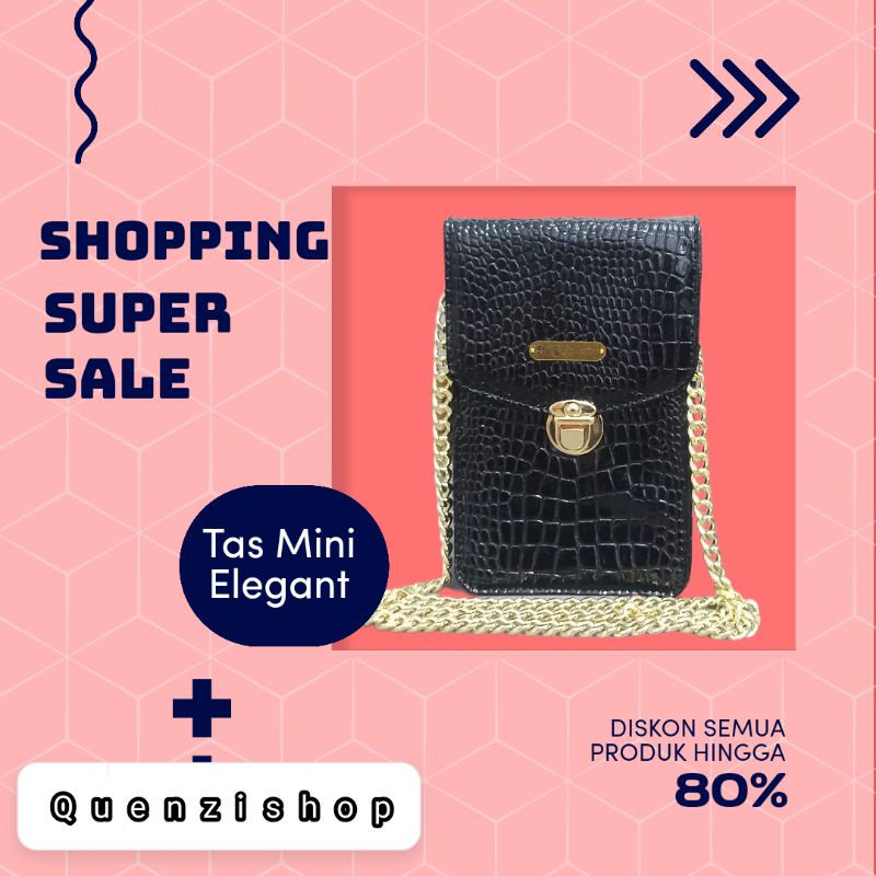 Tas Mini wanita Tas HP slig bag import Tas Korea Hitam Croco