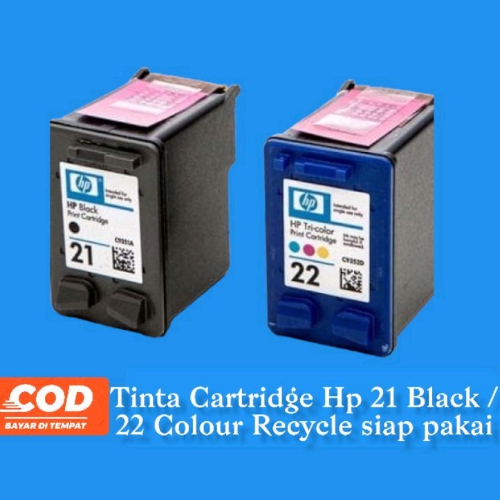Paket Tinta HP 21 + 22 Recycle siap pakai [1 set]