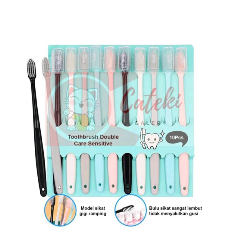 [CTK] PROMO SIKAT GIGI ANAK / DEWASA 1 PC ATAU  1 SET 10 PCS / TOOTHBRUSH DOUBLE CARE SENSITIVE SOFT- SWEET BARU MURAH SIKAT GIGI TRAVEL