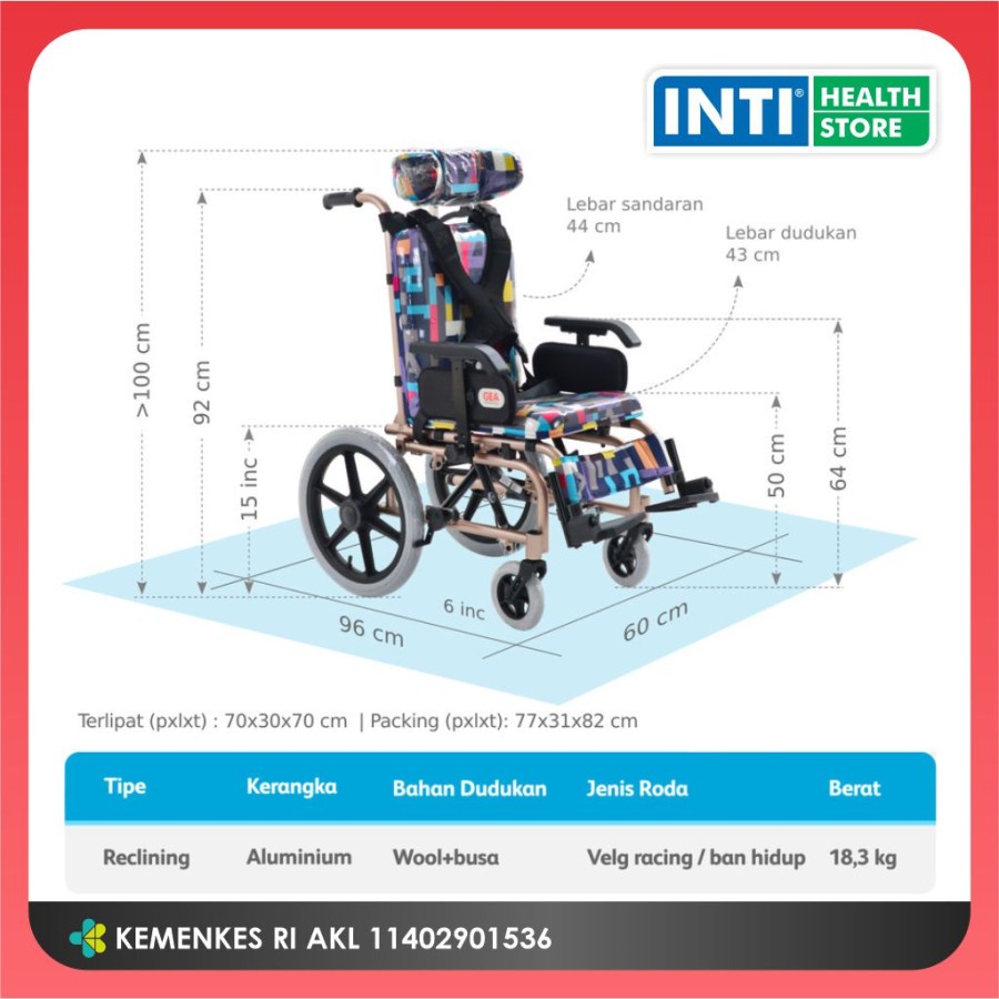 GEA Medical | Kursi Roda Cerebral Palsy FS-985LBJ | Kebutuhan Khusus