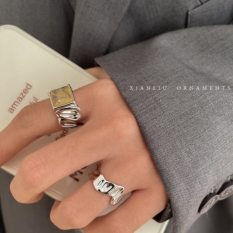 Geometris Tidak Teratur V Cincin Aksesoris Retro Kepribadian Fashion