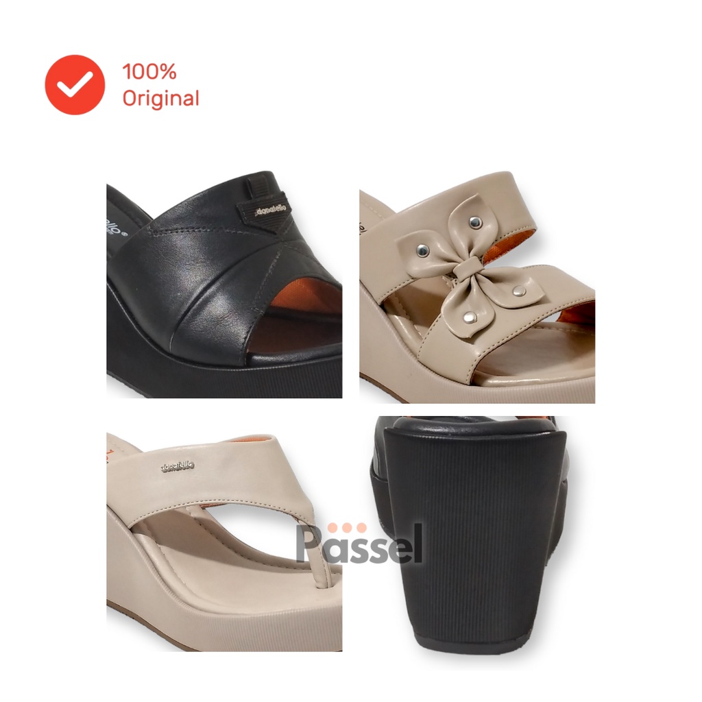 Donatello Sz. 36-40 Sandal Wedges 8cm Slip On Wanita Kasual | SY52801 / SY52802 / SY52803