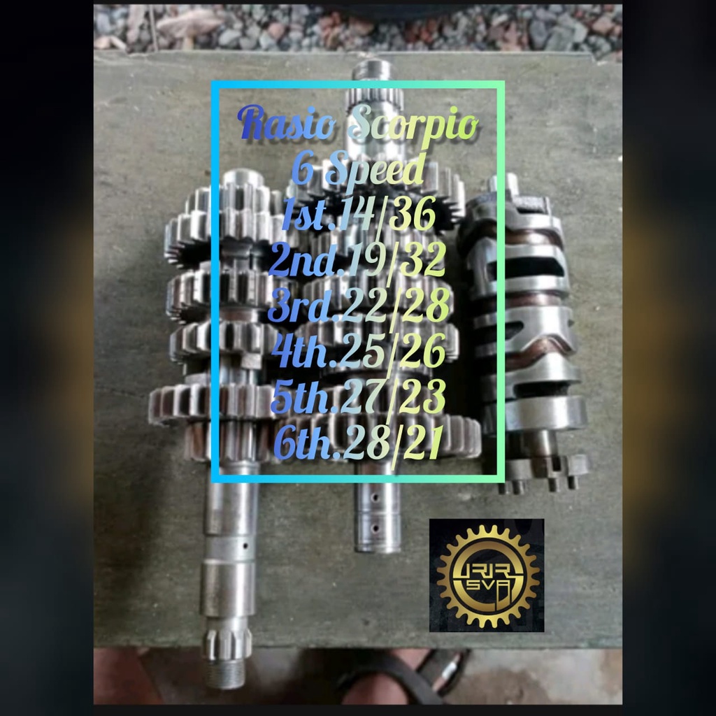 Gigi Rasio Racing Scorpio 6 Speed + Shiftdrum fullset 1st.14/36 2nd.19/32 3rd.22/28 4th.25/26 5th.27