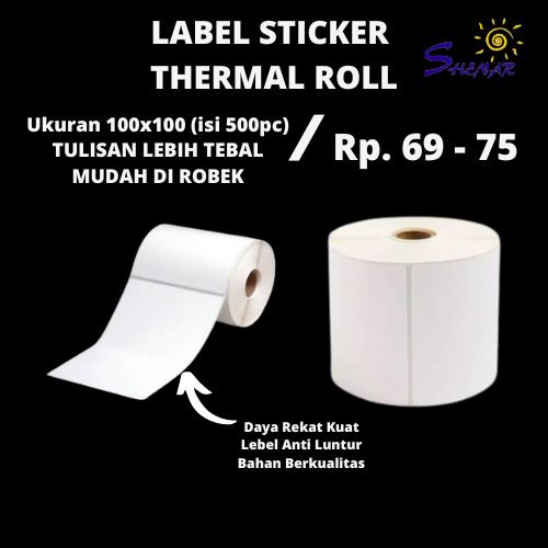 SHENAR THERMAL LABEL 100x150 Isi 500pc Thermal Paper Roll/Lipat Lebih Tebal/Lebel Online shop/Lebel Paket/lebel thermal