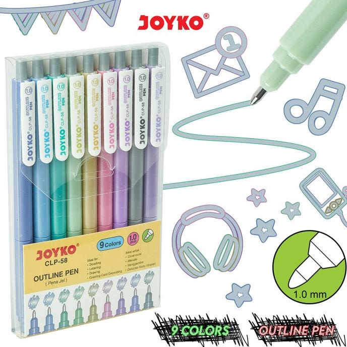 

Pulpen Jel Warna Outline Gel Pen Color Joyko CLP-58 9 Warna 1.0 mm