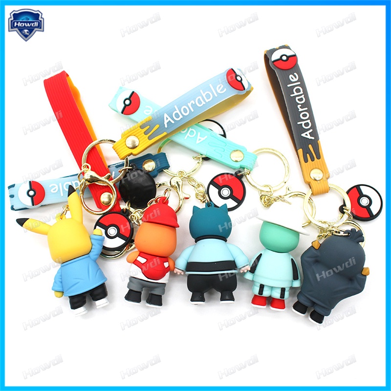 Gantungan Kunci Pokemon Lucu Pikachu Anime Angka Tas Liontin Resin Fighting Pikachu Keyring Colorful Mobil Anime Key Chains