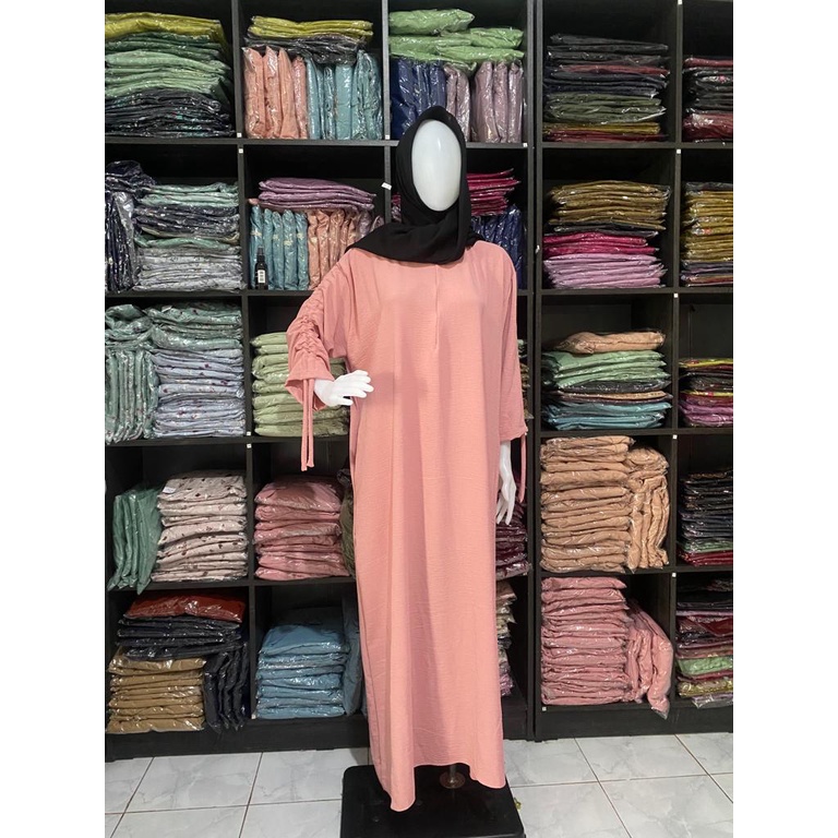 Daster Panjang Bahan Crinkle / Long Dress Basic Daily Arumi