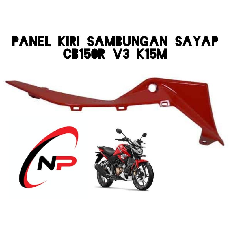 Panel L Shroud Merah Glossy Sambungan Sayap Kiri Cb150r V3 K15M