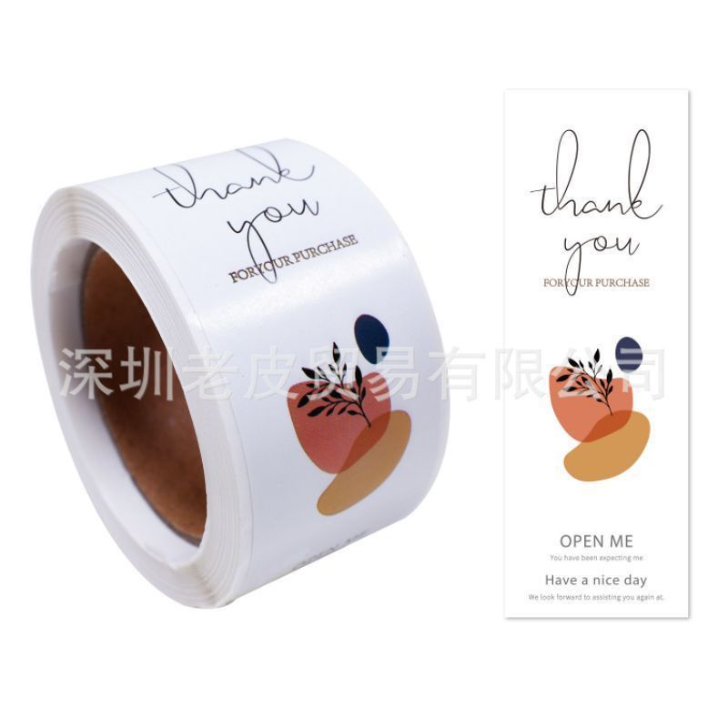 

stiker thank you / segel box / stiker label open me / 1roll isi 100pcs