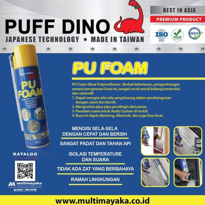 PU FOAM PUFF DINO 750ml Penutup Retak, Celah, Lubang Bangunan