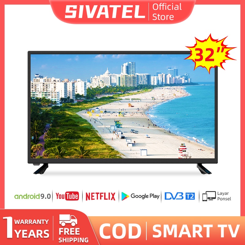 SIVATEL 32-inci HD 9.0 Android Smart TV-Desain Tanpa Batas-Dolby Sound-Voice Control-WIFI-Bluetooth-