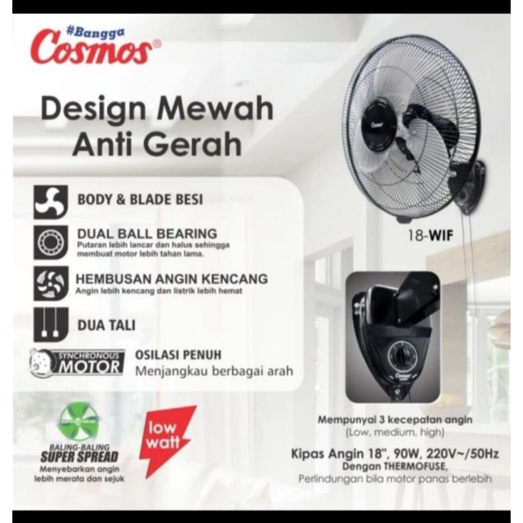 KIPAS ANGIN DINDING COSMOS 18 WIF WALL FAN COSMOS