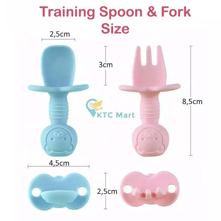 Sendok Garpu Makan Bayi anak silikon FOODGRADE Anti Tersedak Anti Choking Spoon and Fork set Premium Silicone Training Spoon and Fork