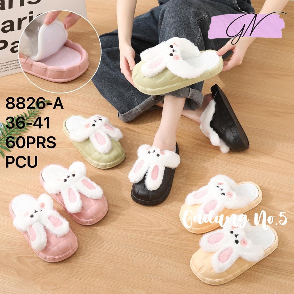 GN-8826-A Sandal Selop Jelly Wanita Model Rabbit Sandal Tidur Empuk Import PCU