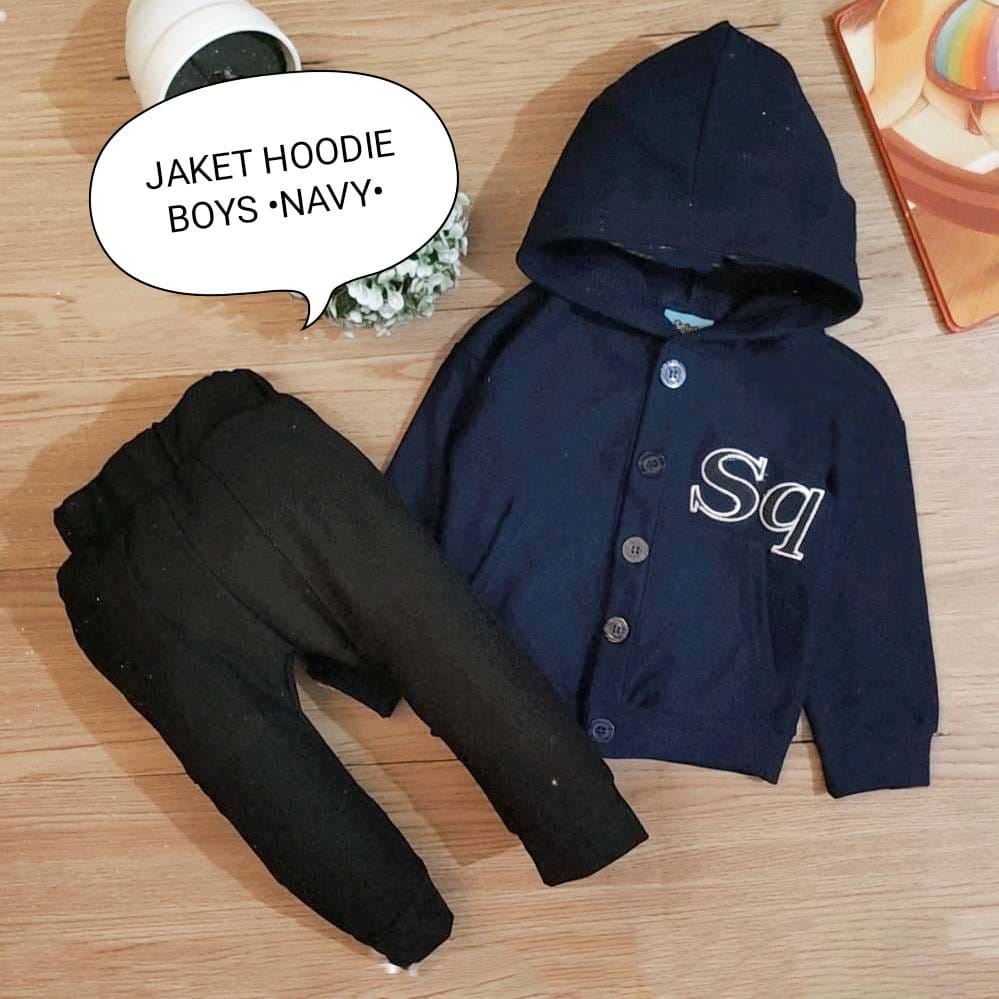 Setelan Anak - Baju Bayi Laki - Laki Model Hoodie Tangan Panjang Celana Panjang Motif Jaket Hoodie Boys Estimasi Usia 6 Bulan - 4 Tahun