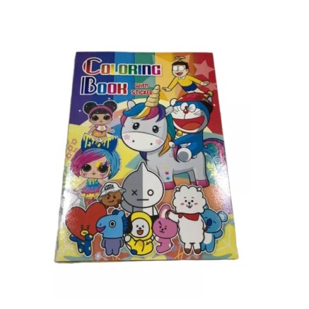 Buku Mewarnai Anak Plus Stiker / COLORING BOOK Plus Sticker Size Besar KERTAS TEBAL PREMIUM