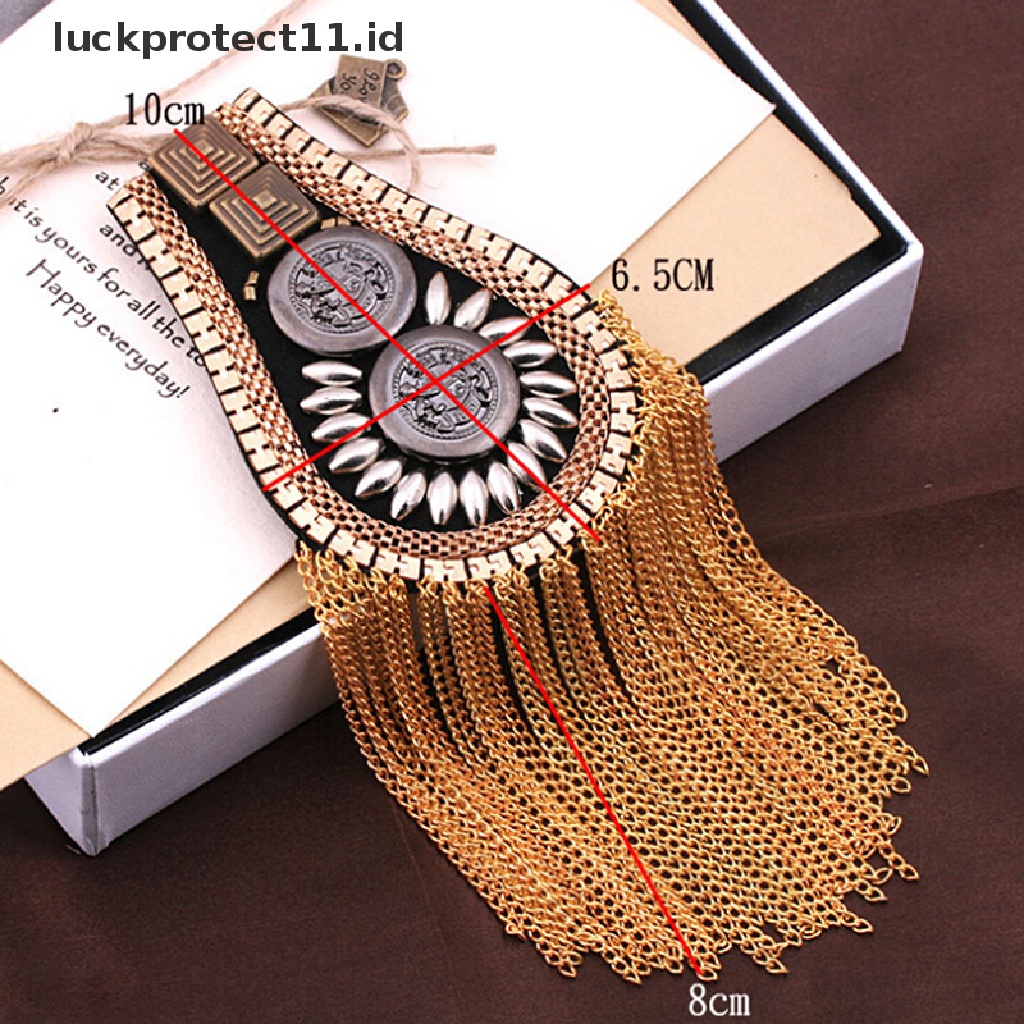 /Fashion Hot// Fashion// 1pc Rumbai Rantai Papan Bahu Lencana Epaulet Epaulette Militer Pin Di Bros.
