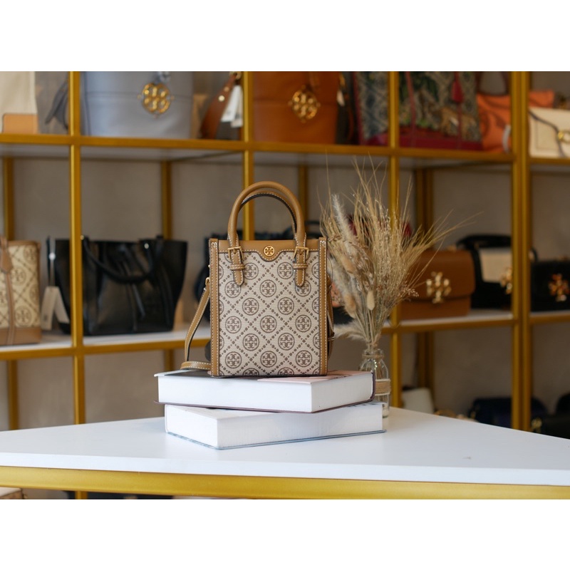 TB T Monogram Jacquard Mini N/S Tote
