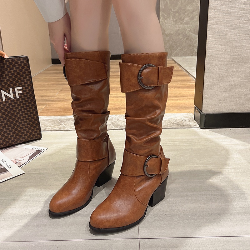 ✅PINKEY P119 Boots/Sepatu Winter Overknee Leather Kulit Fashion Wanita