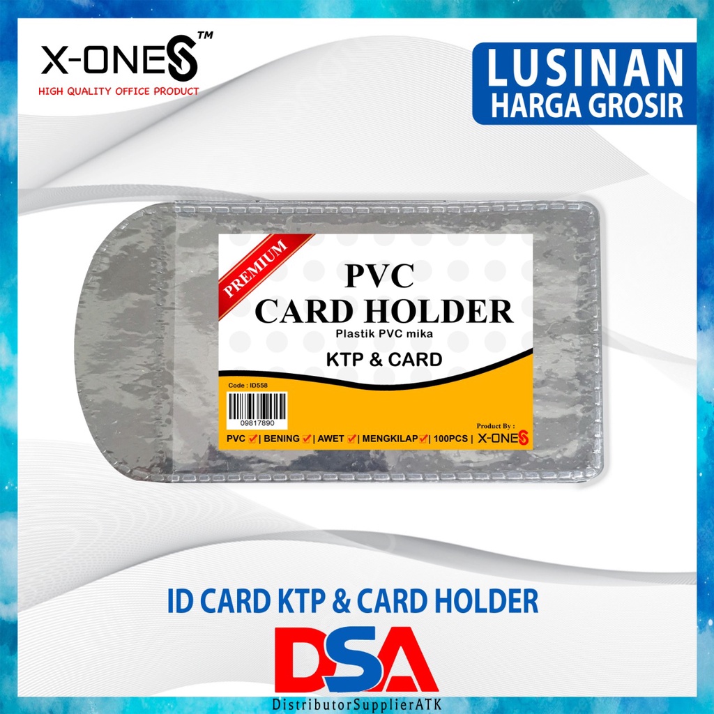 

DSA - ID CARD KTP ISI 1 PAK/100 LEMBAR / SAMPUL KTP / HARGA GROSIR ISI 100 LEMBAR X-ONE