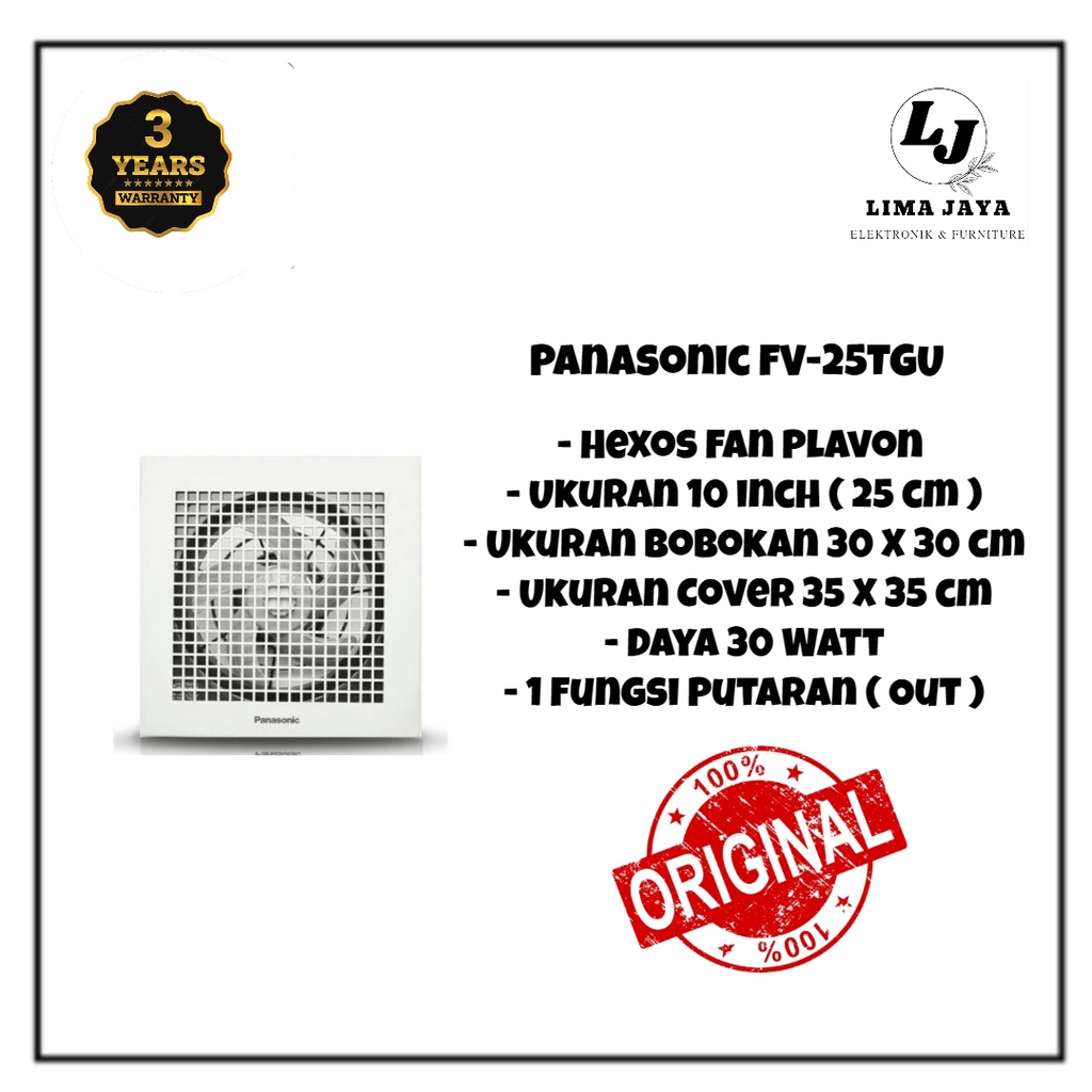 PANASONIC Exhaust Fan FV-25TGU Hexos Dinding Plafon Kipas Dapur 10inch