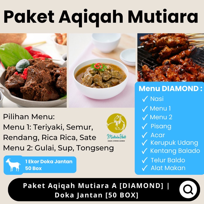 

Paket Aqiqah Murah Mutiara A [DIAMOND] | Doka Jantan [50 BOX]