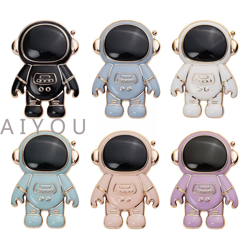 3d Spaceman Phone Holder Stand Stereo Astronot Electroplating Bracket Dukungan Untuk iPhone Samsung Xiaomi Lipat Kickstand