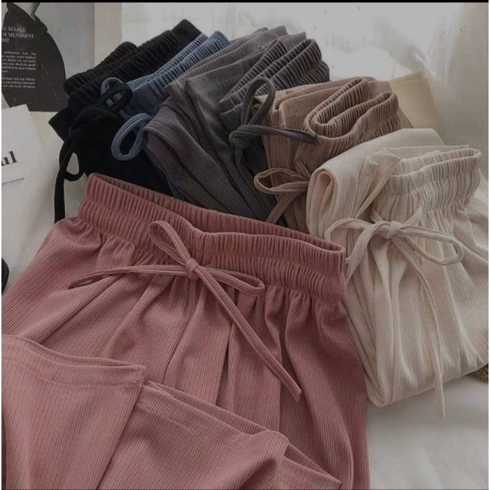 Diskon Celana Kulot Knit Kiyora Premium Long Pants Kulot Lidi Korean