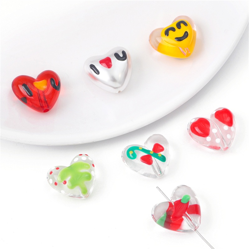 Resin drop oil love beads pattern beads Dengan Manik-Manik Berlubang Manik-Manik Jarak Longgar Digunakan Kalung Anting DIY Membuat Kerajinan Perhiasan