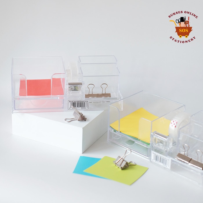 

LIMITED EDITION SOS Desk Set GASTA 8312B Transparan/Tempat Alat Tulis/Stationery Stand Code 3411