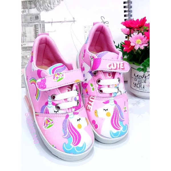 Sneakers Anak Perempuan Sepatu anak Karakter Uniqorn Pink Cute