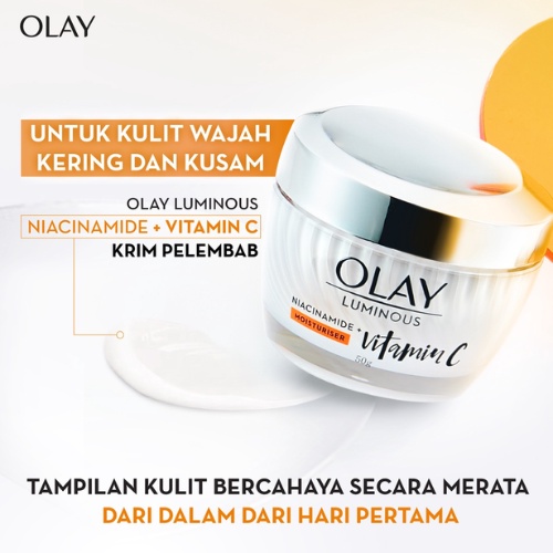 [Lebih Hemat] Olay Set Lengkap Luminous Niacinamide + Vitamin C Brightening Skin Care - Krim Wajah 50gr, Serum Wajah 30ml