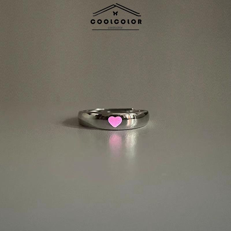 COD❤️Cincin Couple Cinta Luminous cahaya kekasih Retro Vintage Korea Gaya Untuk Wanita Fashion