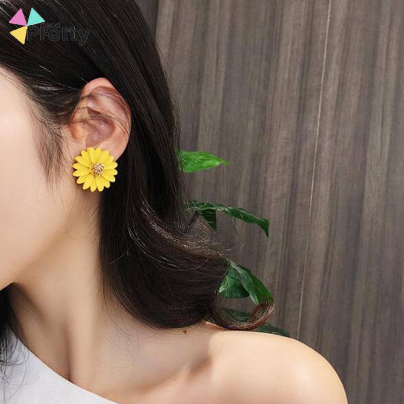 Anting Bunga Matahari Daisy Krisan Korea Fashion Sederhana Gaya Untuk Wanita - PD