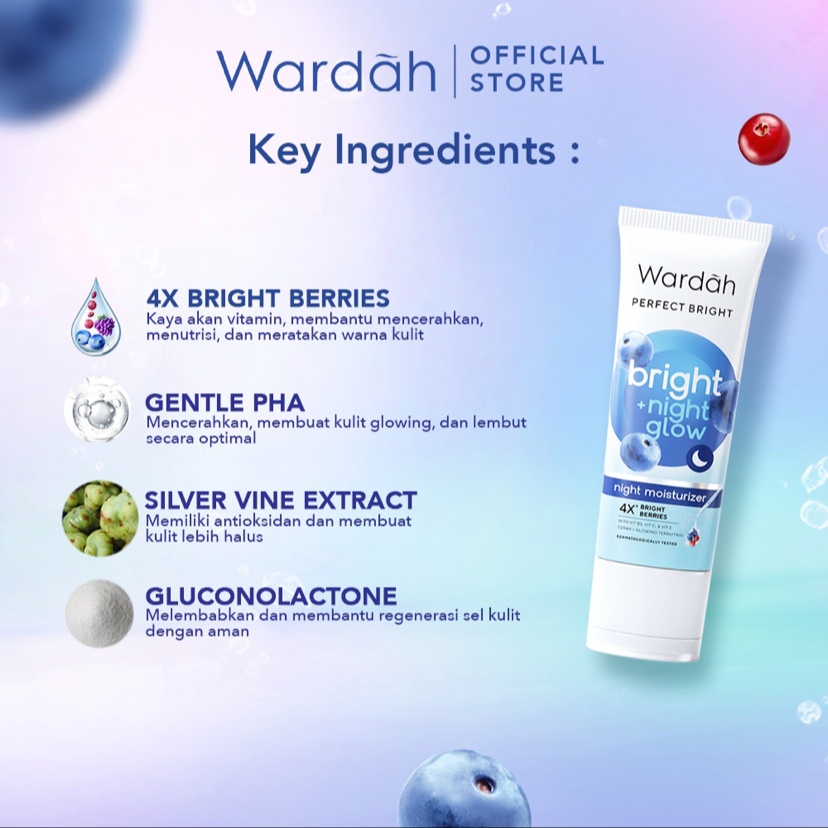 Wardah Perfect Bright + Night Glow Night Moisturizer | Pelembab Wajah