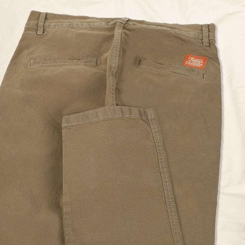 Langsung Order Jimmy and Martin - Basic Regular  Stretch Chinos Dark Khaki Dyed - S319-1