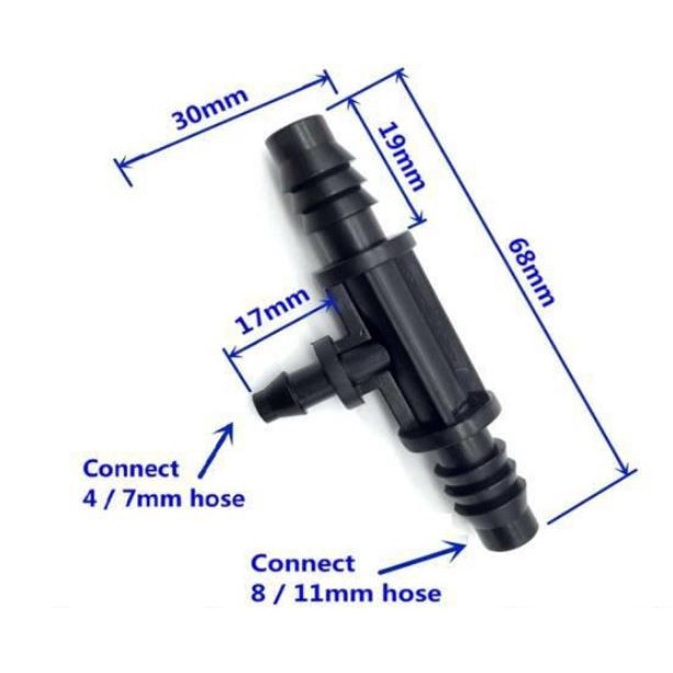 T Konektor sambungan selang uniring ke aerator ukuran 10/16