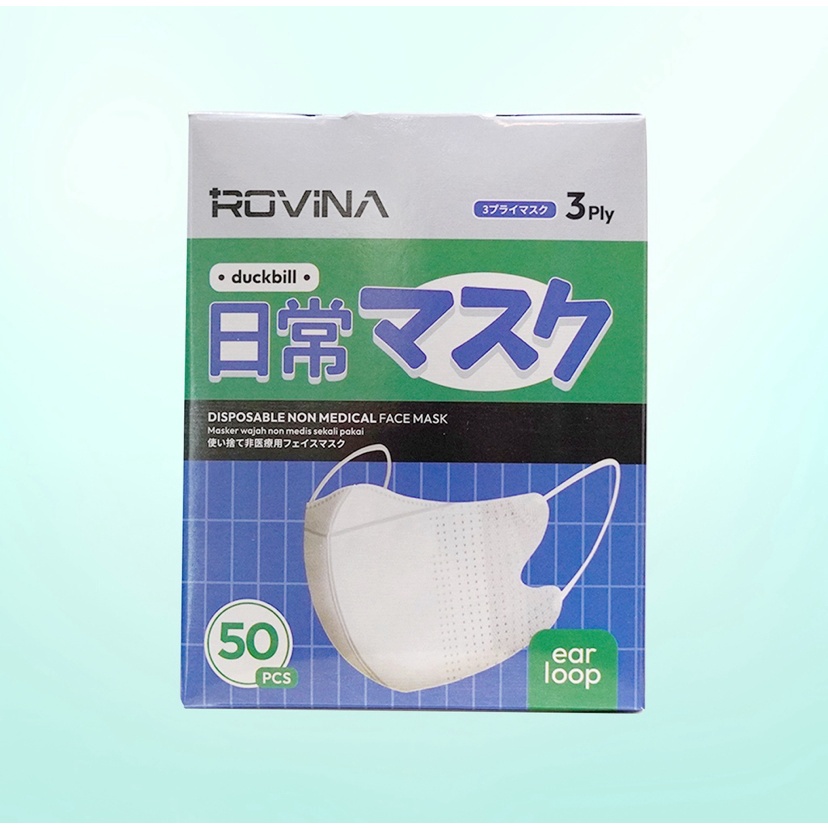 MASKER DUCKBILL ROVINA 3PLY/ MASKER NON MEDIS ISI 50PCS