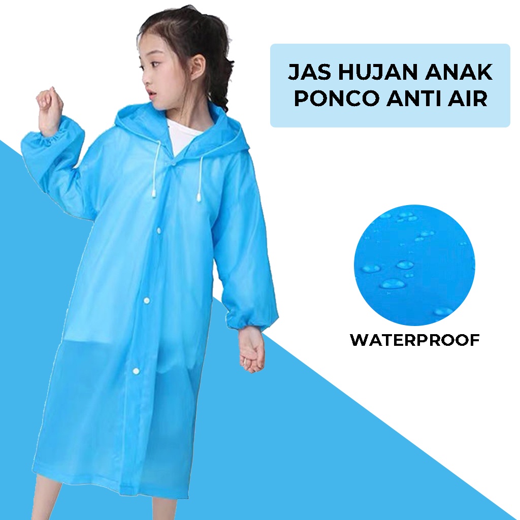 Mantel Hujan Anak Jas Hujan Polos Tebal Transparan Raincoat Anak Model Ponco Universal Laki Laki Perempuan Baju Pelindung Penutup Badan Anak Saat Hujan Di Perjalanan Jas Ujan Korea | GROSIRXPRESS