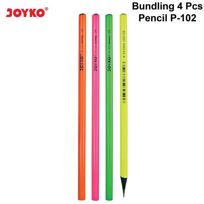

BUNDLING 4 Pcs Pencil Pensil Joyko P-102 2B Glowy