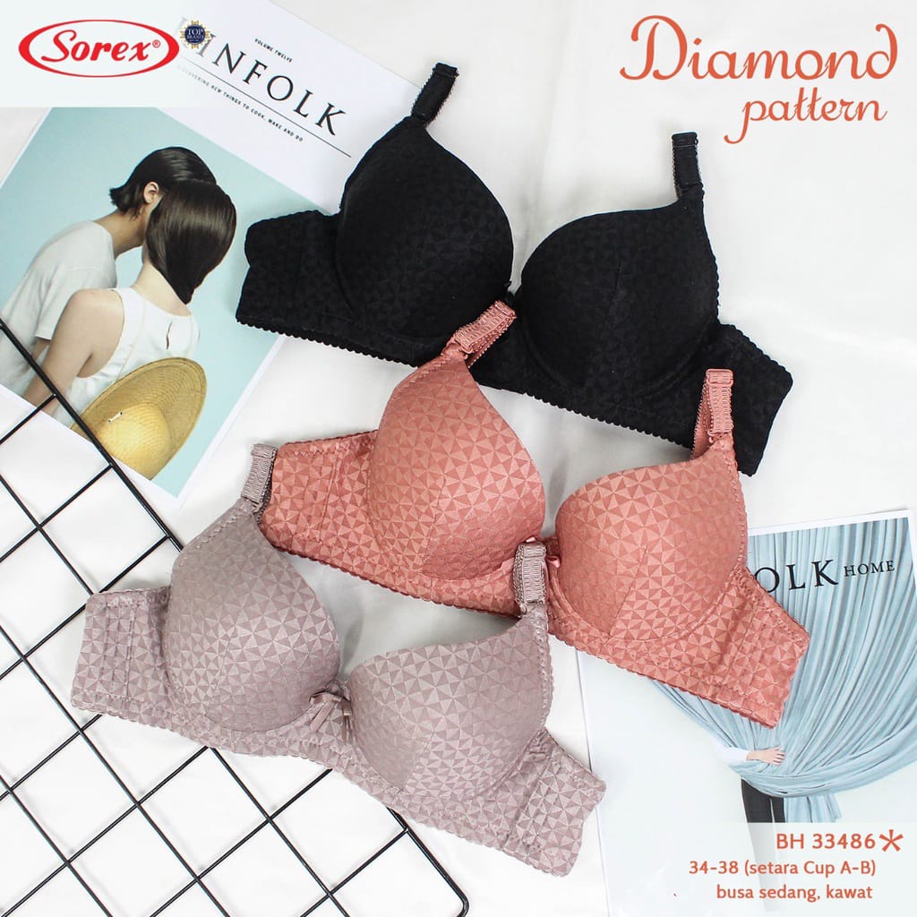 Bh Bra Sorex 33486 (Cup Sedang) Tekstur Motif | Bra Busa Tipis Pakai Kawat |jcx