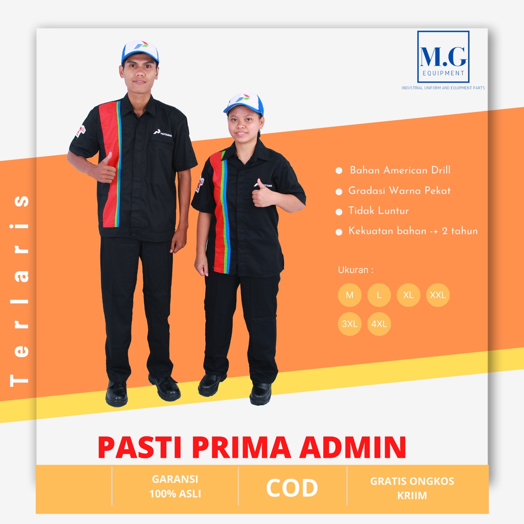 Seragam spbu pertamina pasti prima operator, admin, ob, teknisi